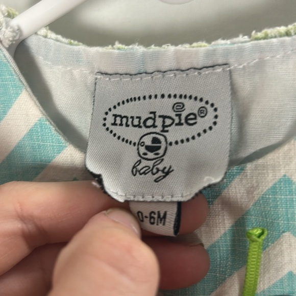 Mud Pie Aqua and White Striped Applique Giraffe Dress -Size 0-6m - Picture 4 of 6